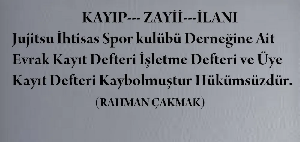KAYIP ZAYİ İLANI..! 