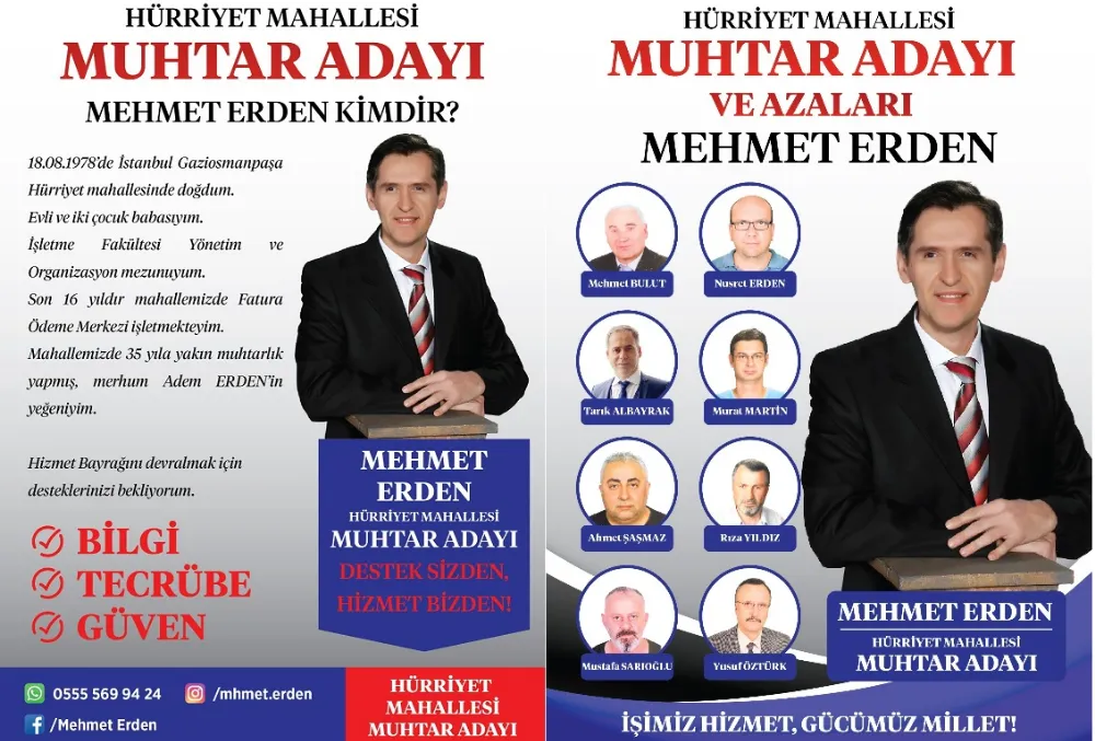 GOP Hürriyet Mahalle Muhtar Adayı  Mehmet Erden...